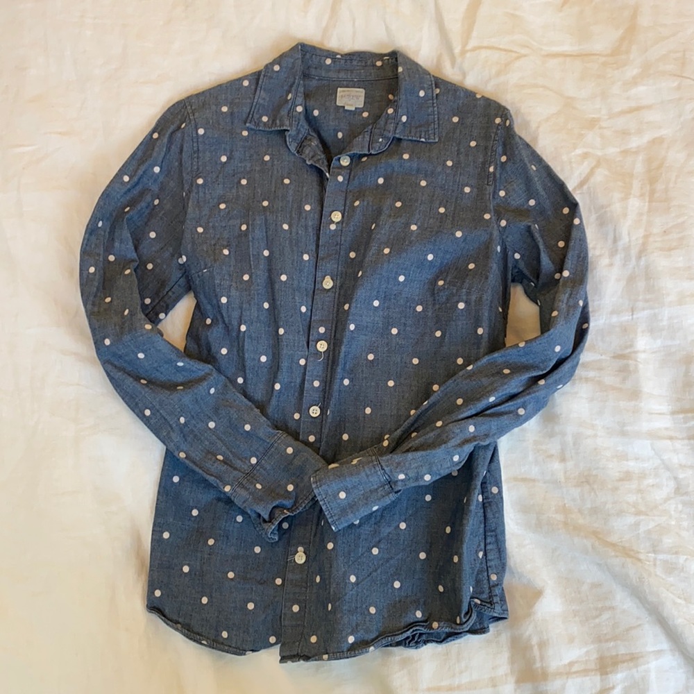 Polka dot denim shirt